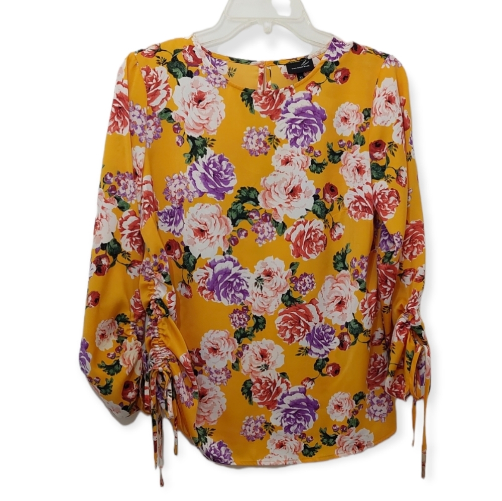 Who What Wear Blouse Women's Size XS Shirt Top Blouse Tunic Bright Golden Yellow